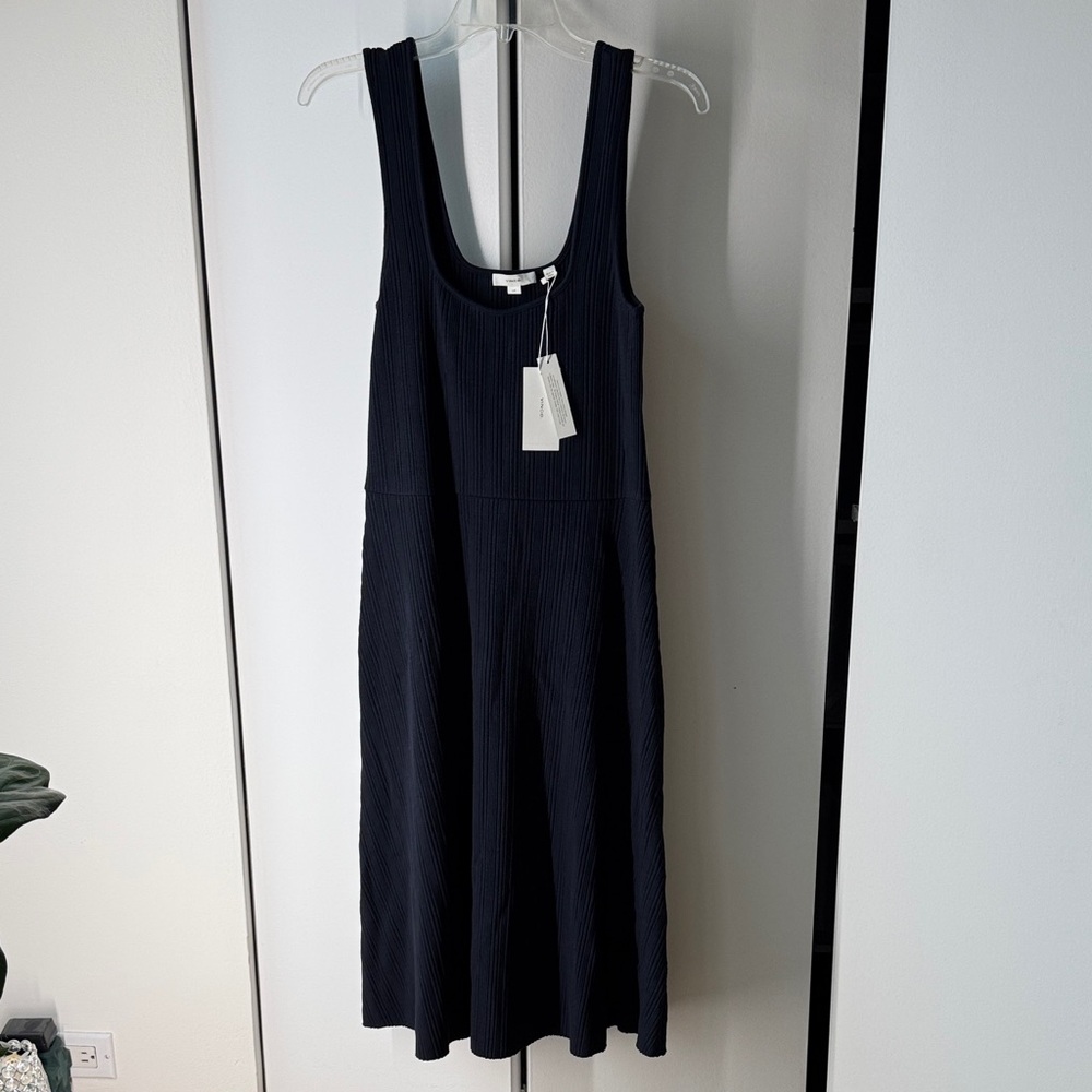 Vince Navy Sleeveless Midi Dress